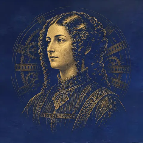 Gold engraved portrait of Ada Lovelace