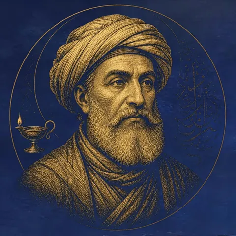 Gold engraved portrait of Al-Ghazali