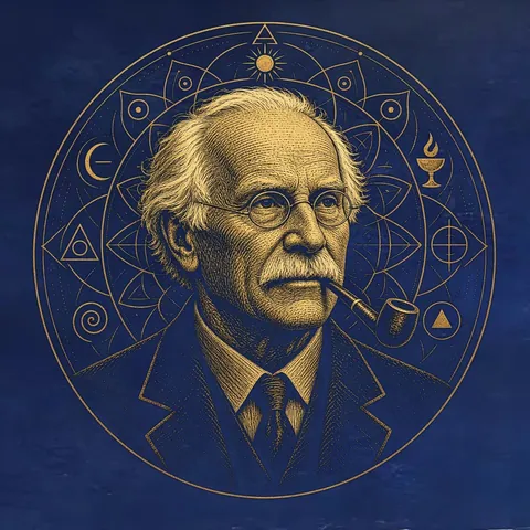 Gold engraved portrait of Carl Jung