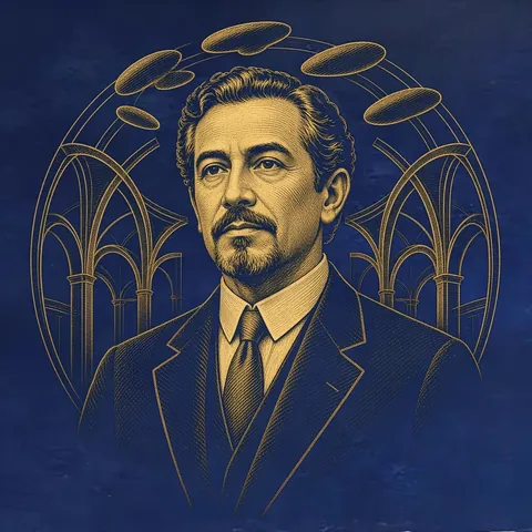 Gold engraved portrait of Carlos Raúl Villanueva