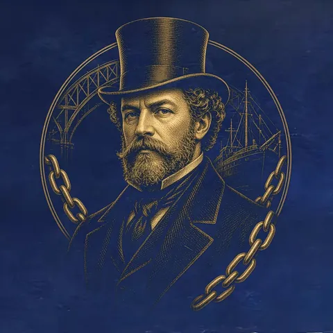 Gold engraved portrait of Isambard Kingdom Brunel