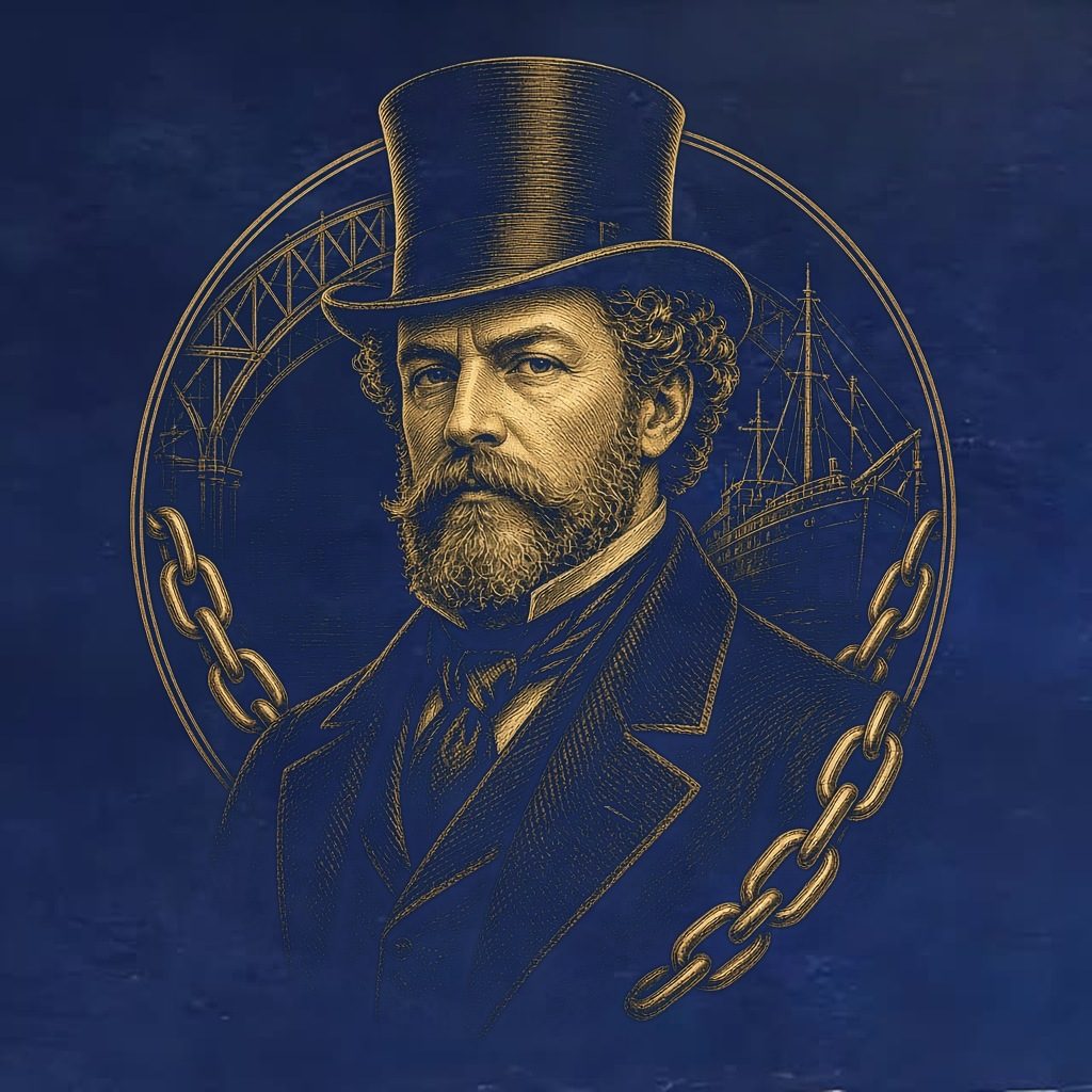 Gold engraved portrait of Isambard Kingdom Brunel
