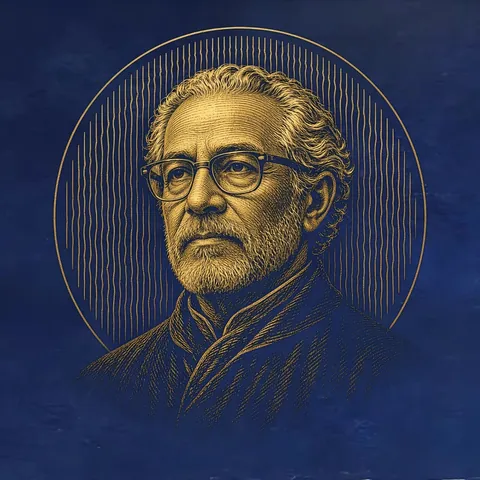 Gold engraved portrait of Jesús Rafael Soto