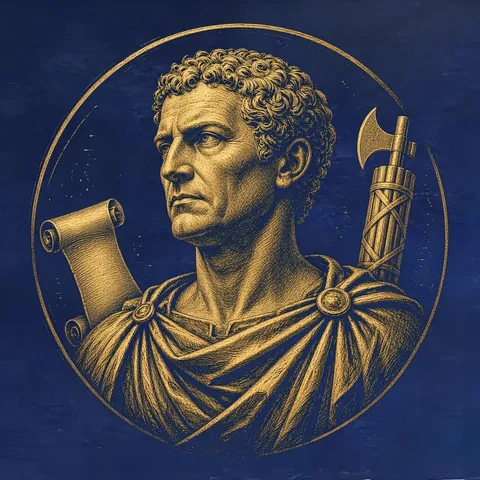 Gold engraved portrait of Marco Tulio Cicerón