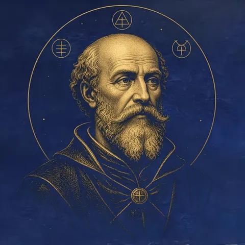 Gold engraved portrait of Paracelso