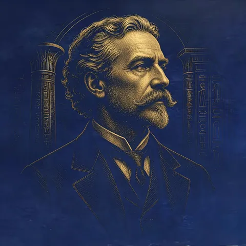 Gold engraved portrait of René Schwaller de Lubicz