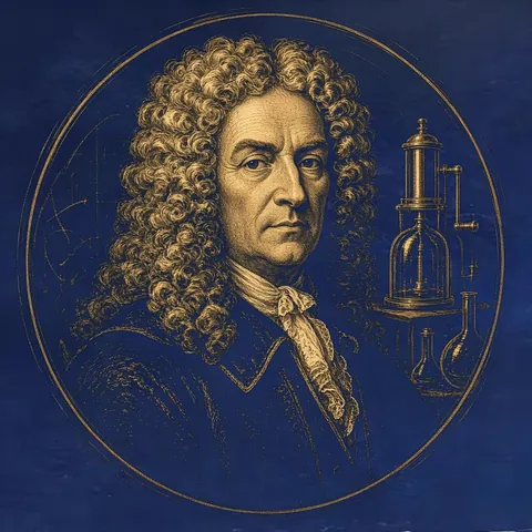 Gold engraved portrait of Robert Boyle