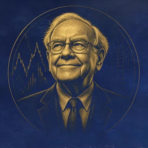 Gold engraved portrait of Warren Buffett