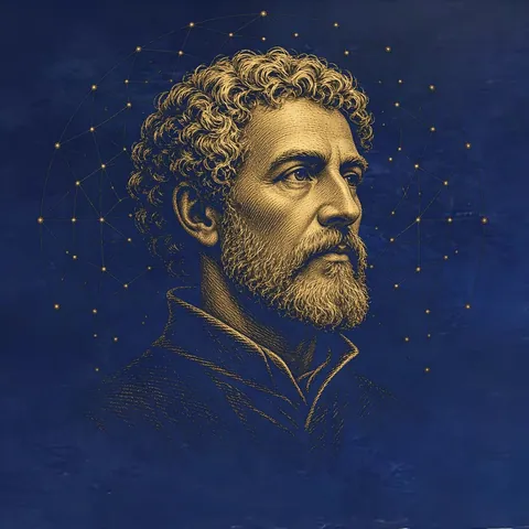 Gold engraved portrait of Yoshua Bengio